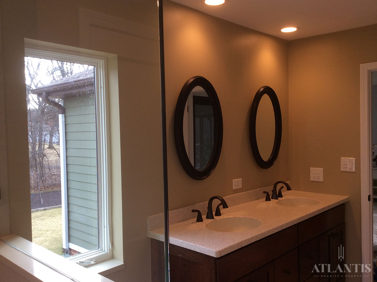 Daltile Beige Quartz Countertop in Barrington, IL bathroom remodel