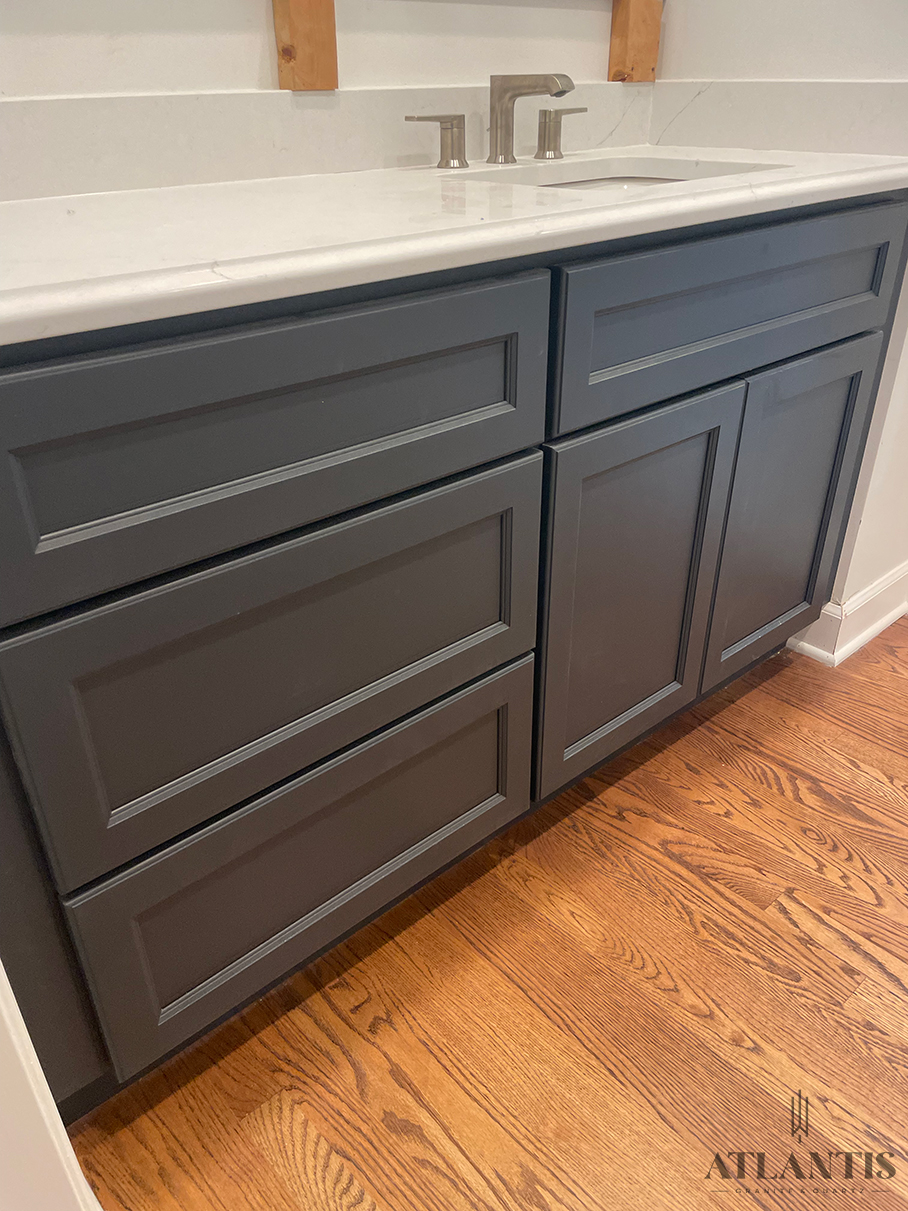 Daltile Valor White Quartz Countertop in Arlington Heights, IL bathroom remodel