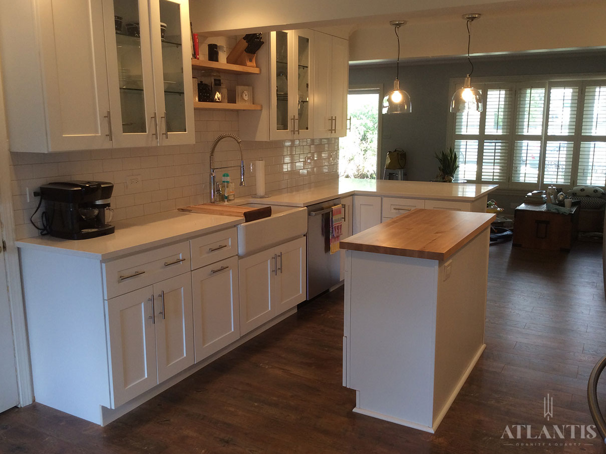Daltile White Quartz Countertop in Arlington Heights, IL kitchen remodel