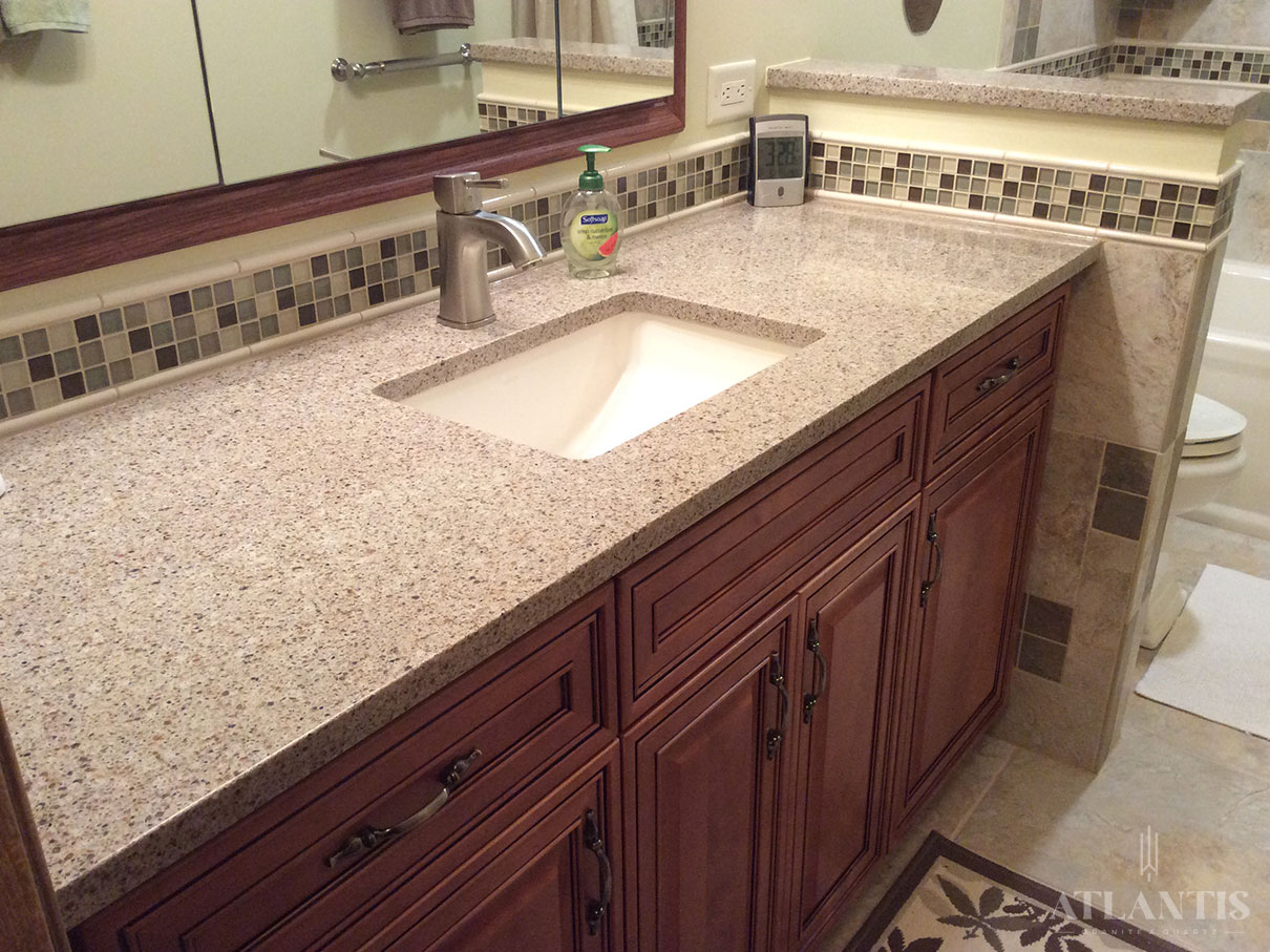 Mocha Maple Glazed Countertop in Arlington Heights, IL bathroom remodel