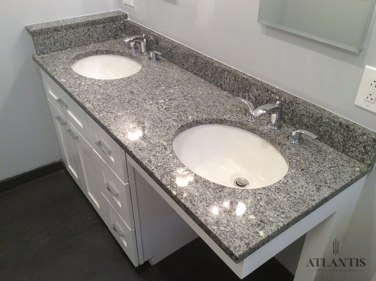 Daltile Azul Platino Granite Countertop in Evanston, IL bathroom remodel