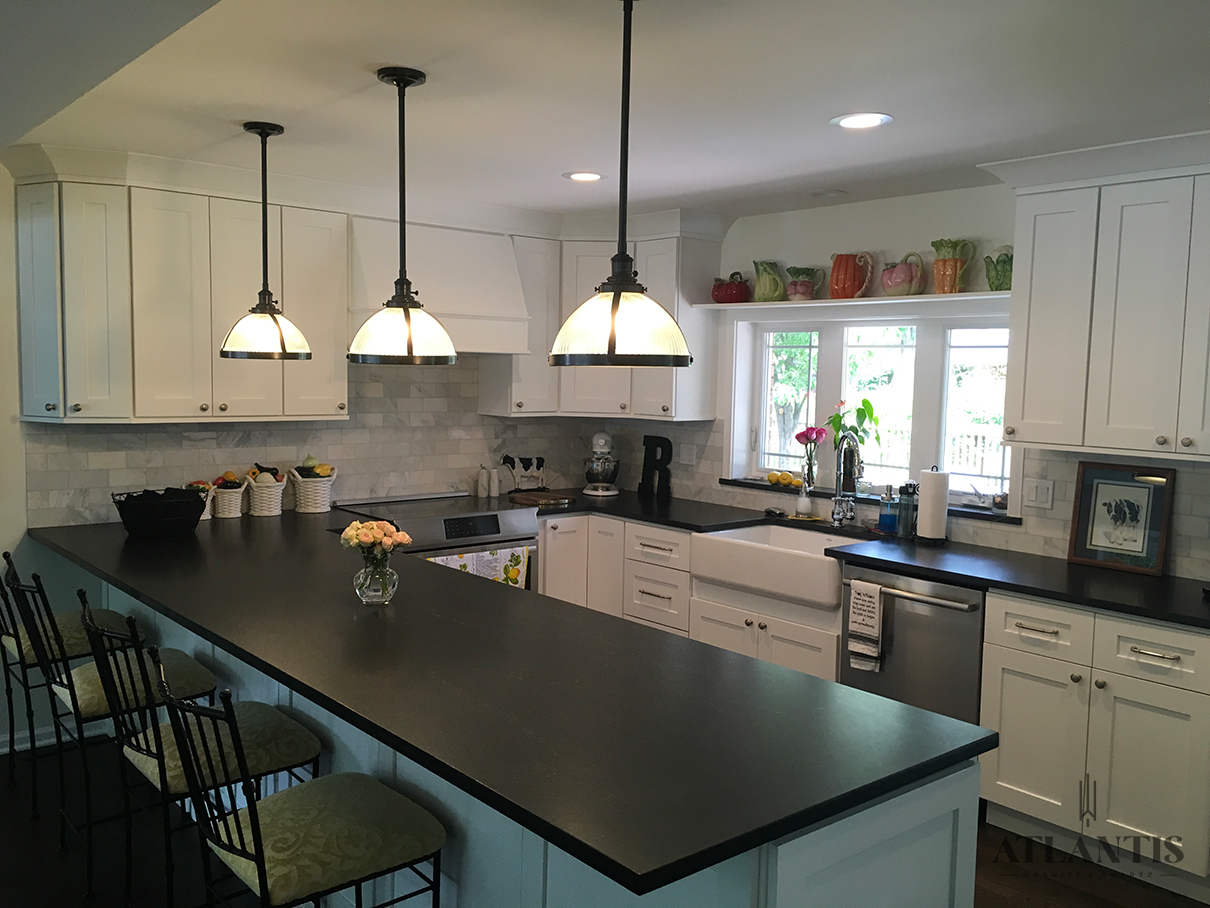 Daltile Black Mist Granite Countertop in Evanston, IL kitchen remodel