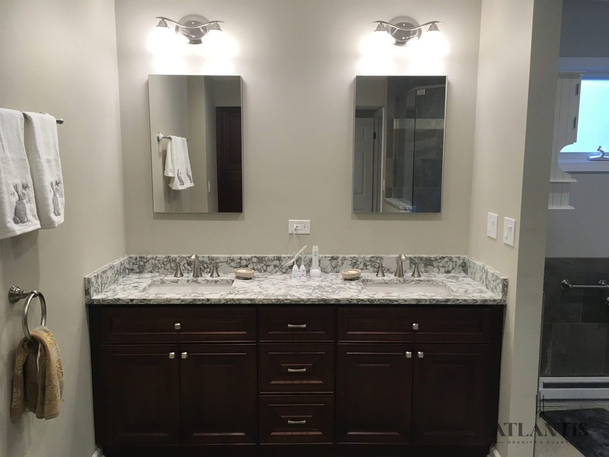 Daltile Cameo Pearl Quartz Countertop in Lincolnshire, IL bathroom remodel