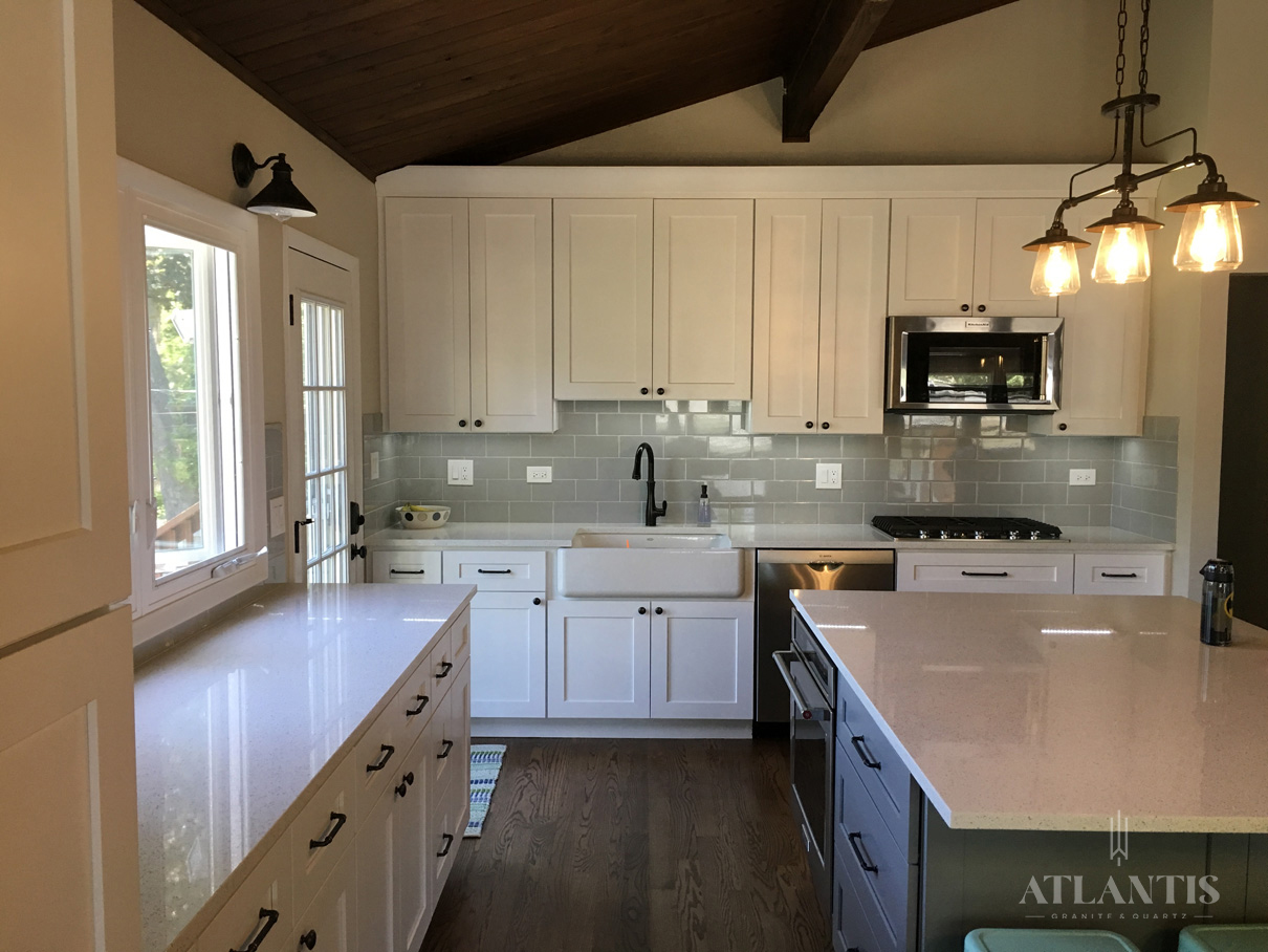 Daltile Chipped Ice Quartz Countertop in Mt Prospect, IL kitchen remodel