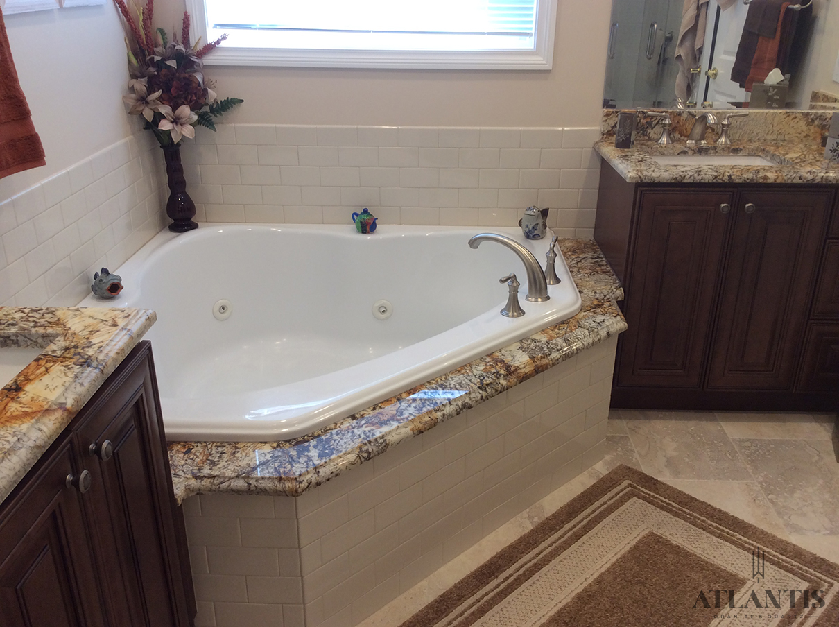 Daltile Delicatos Gold Granite Countertop Glenview, IL bathroom remodel