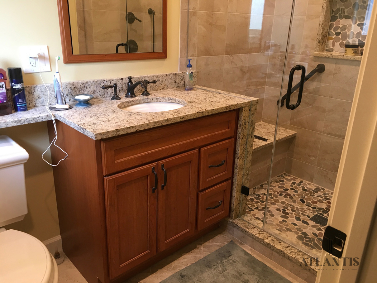 Daltile_G215_New_Venetian_Gold_Granite_Countertop_Wilmette_2800 Daltile G215 New Venetian Gold Granite Countertop in Wilmette, IL bathroom remodel