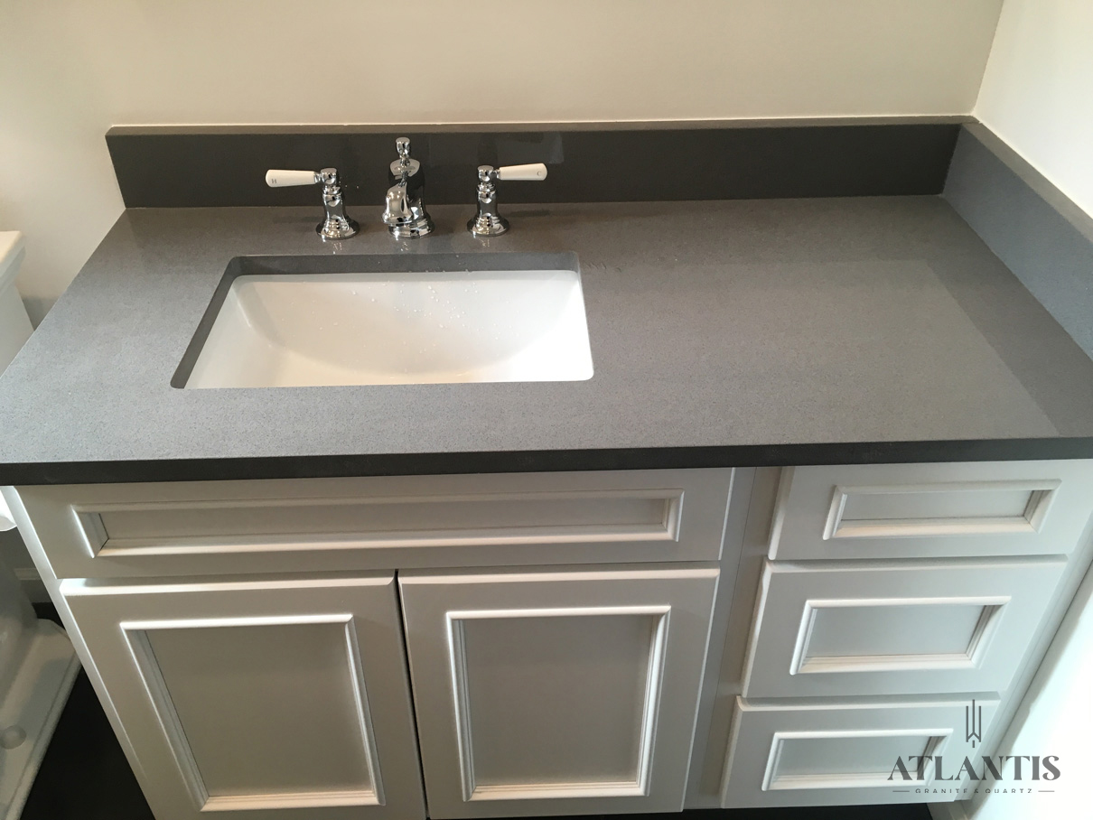 Daltile Grey Quartz Countertop in Skokie, IL bathroom remodel