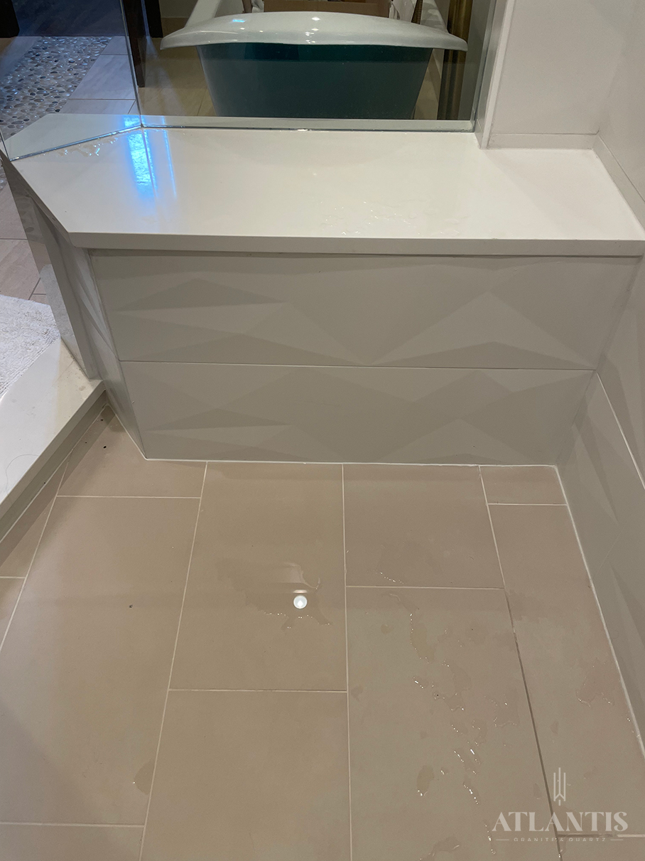 Daltile NQ30 Morning Frost Quartz Countertop in Chicago, IL bathroom remodel