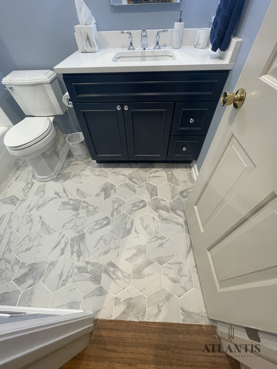Daltile_NQ30_Morning_Frost_Quartz_Countertop_Wilmette_2918 Daltile NQ30 Morning Frost Quartz Countertop in Wilmette, IL bathroom remodel