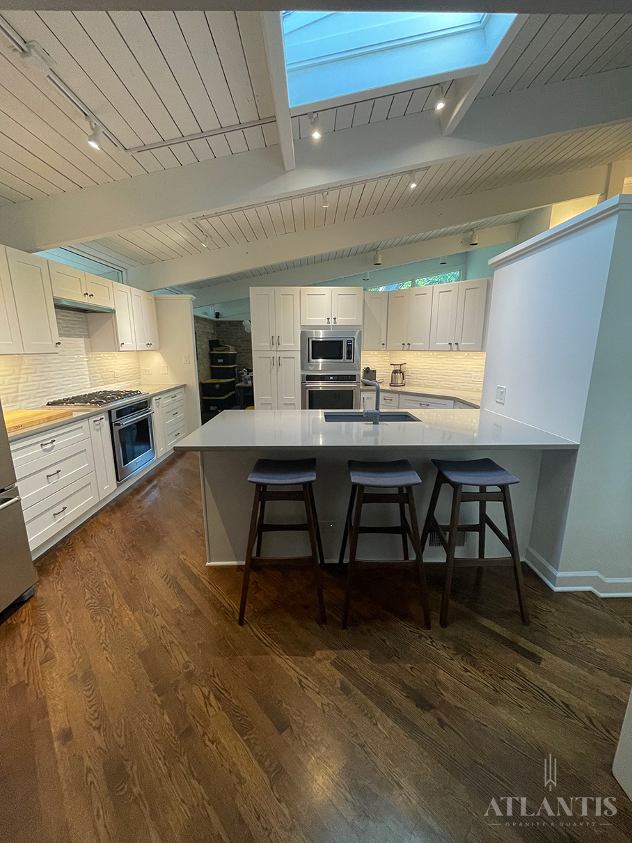 Daltile NQ69 Ash Grey Quartz Countertop Kitchen in Highland Park, IL kitchen remodel