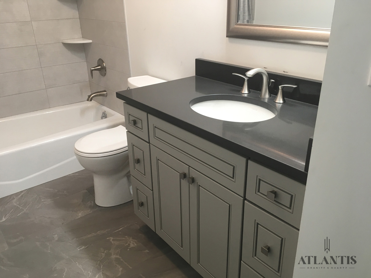 Daltile NQ87 Concrete Gray Quartz Countertop in Lincolnshire, IL bathroom remodel