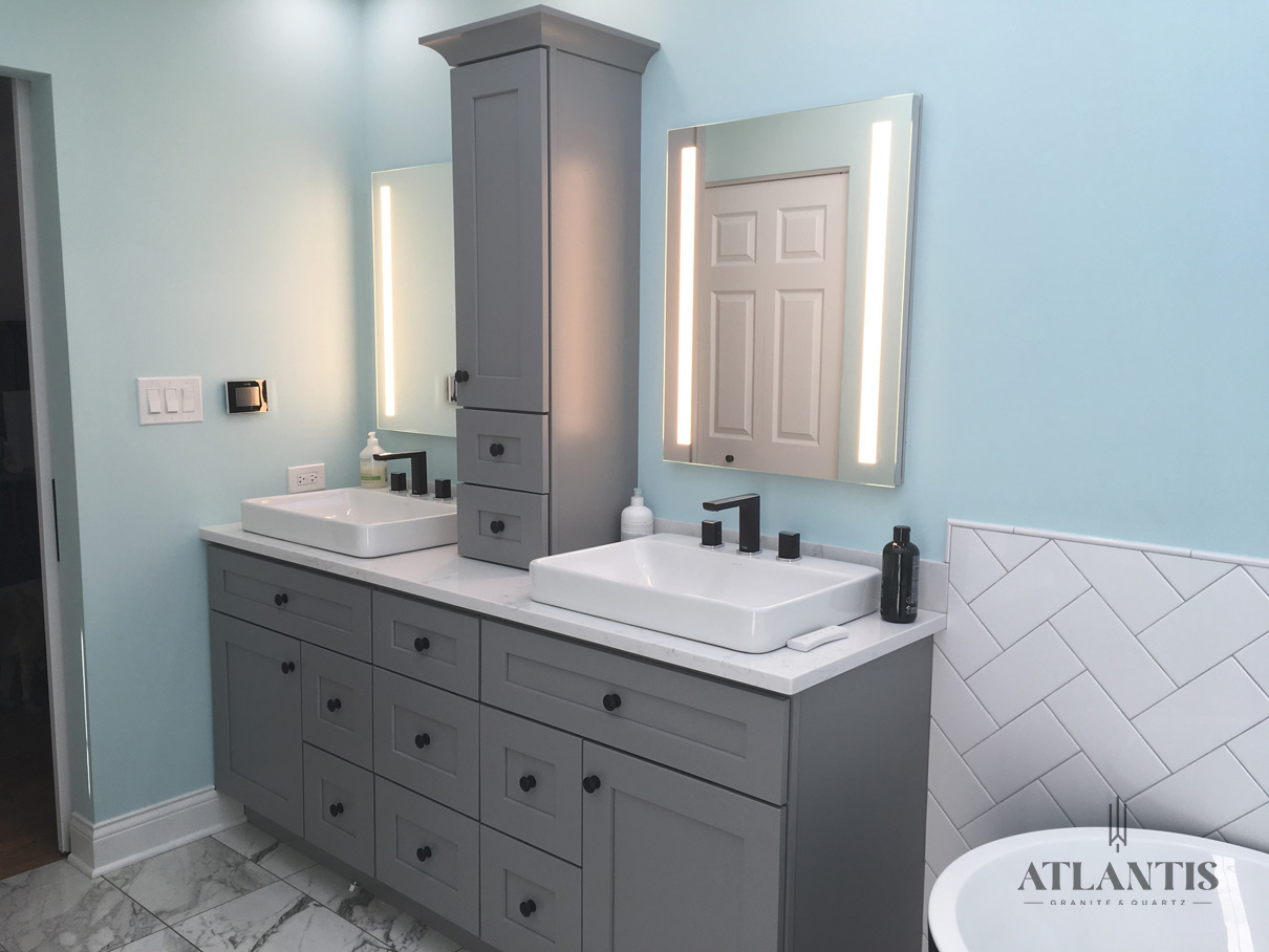 Daltile OQ23 Equinox Quartz Countertop in Mundelein, IL bathroom remodel