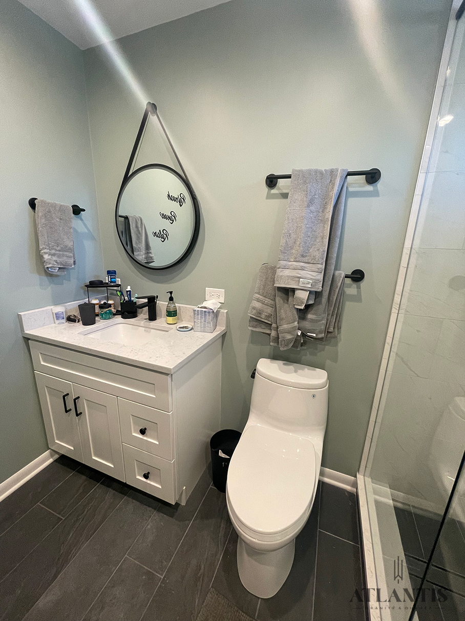 Daltile OQ34 Rocky Mountain Quartz Countertop in Mt Prospect, IL bathroom remodel