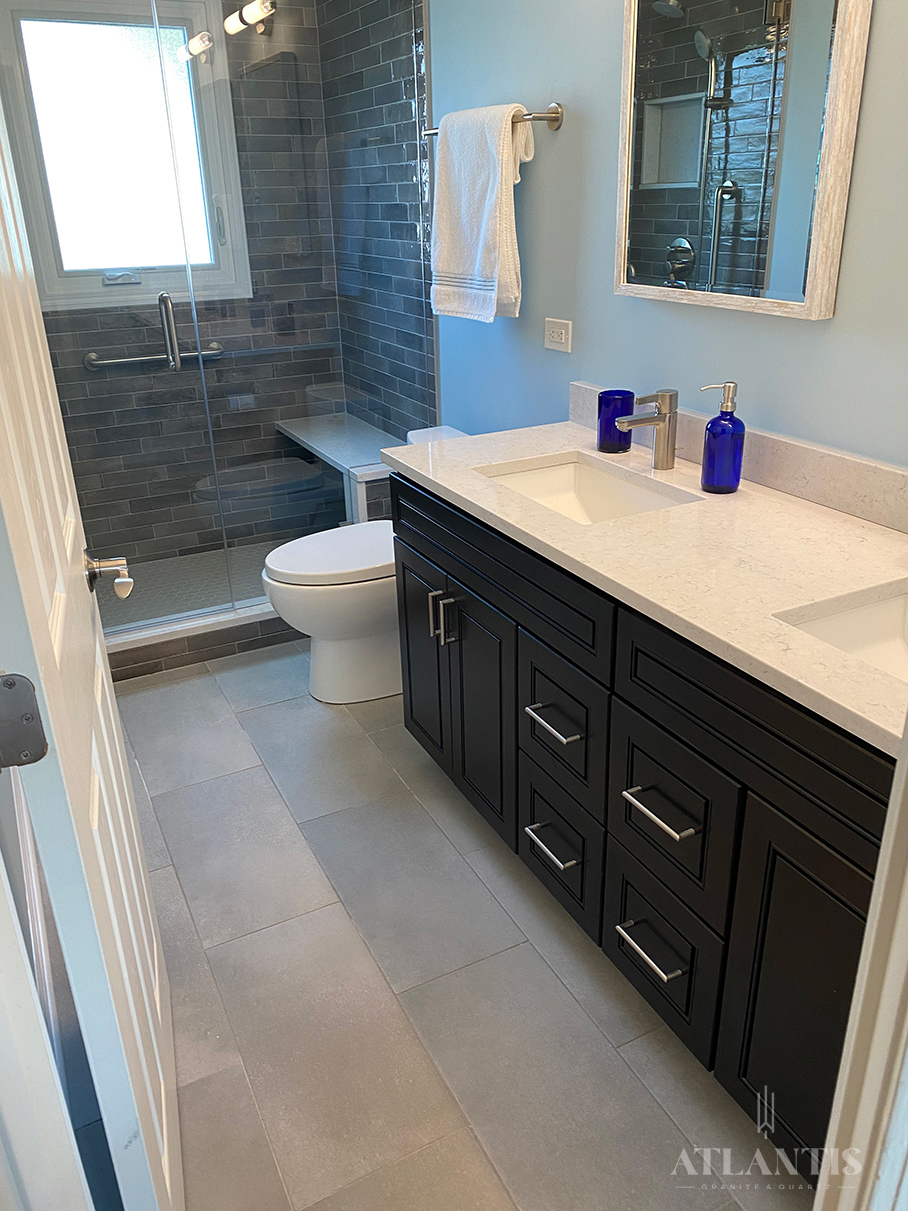 Daltile OQ34 Rocky Mountain Quartz Countertop in Mundelein, IL bathroom remodel
