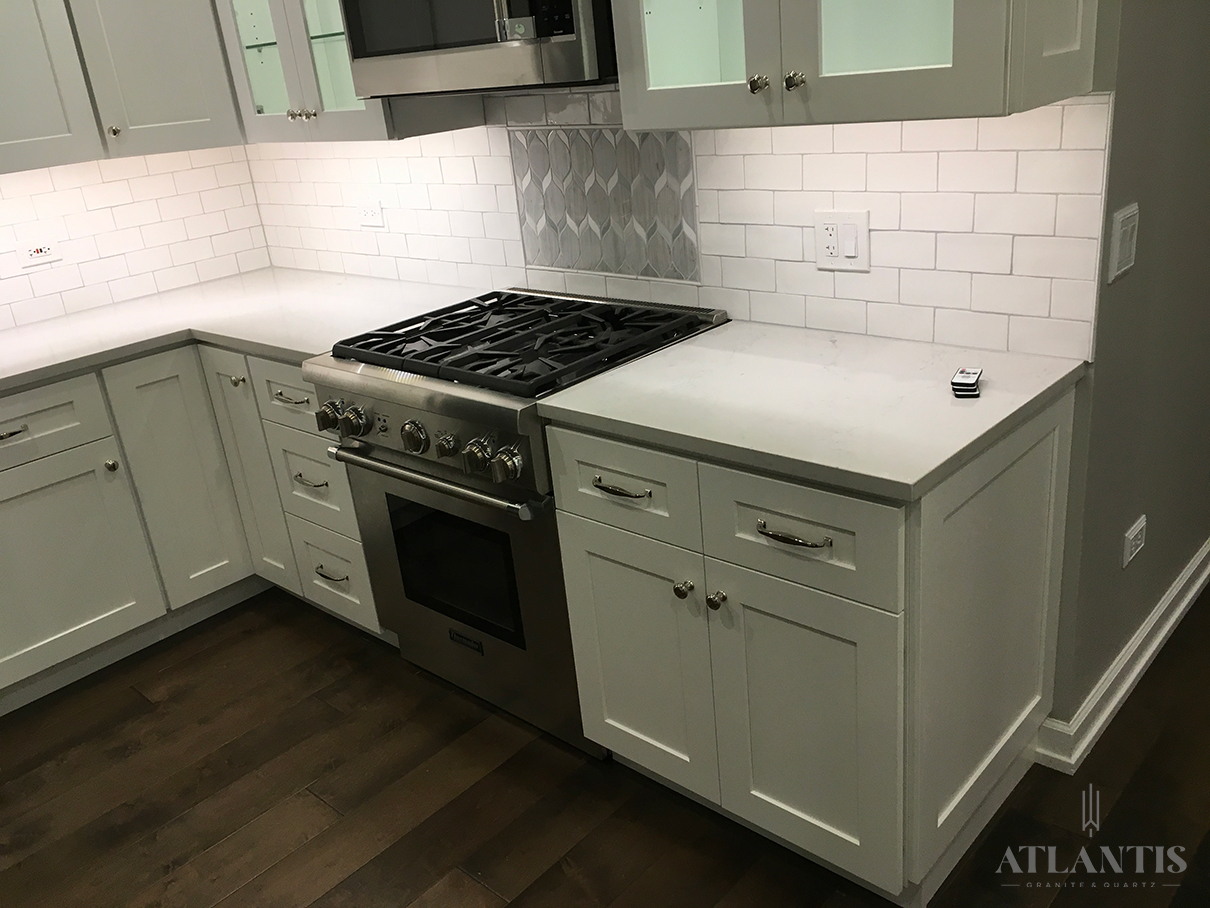 Daltile OQ44 Liberty Calacatta Quartz Countertop Evanston, IL kitchen remodel