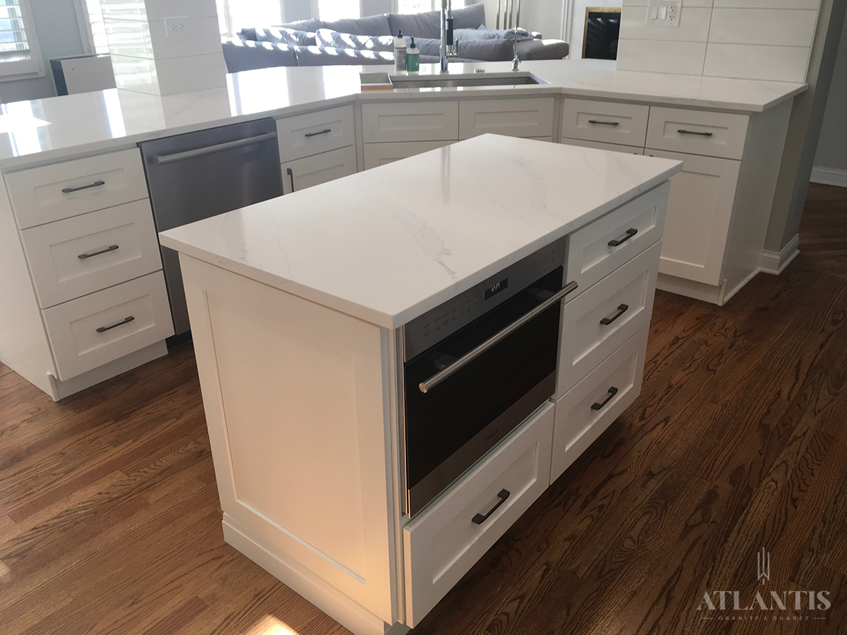 Daltile OQ48 Calacatta Independence Quartz Countertop in Glenview, IL kitchen remodel