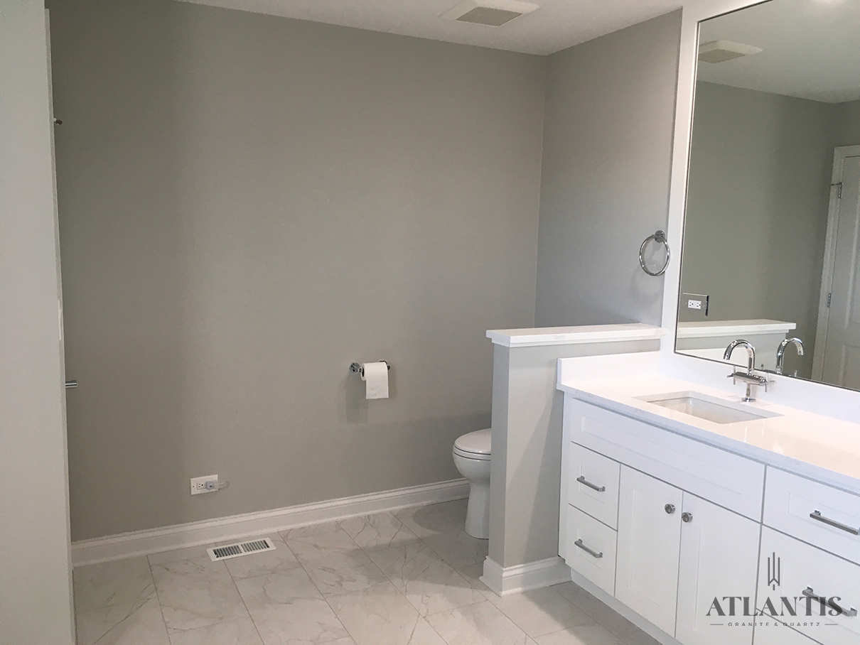 Daltile OQ48 Calacatta Independence Quartz Countertop in Glenview, IL bathroom remodel