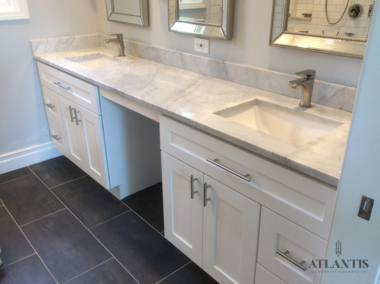 Daltile_Premium_Carrera_Marble_Countertop_Park_Ridge_1029 Daltile Premium Carrera Marble Countertop in Park Ridge, IL bathroom remodel