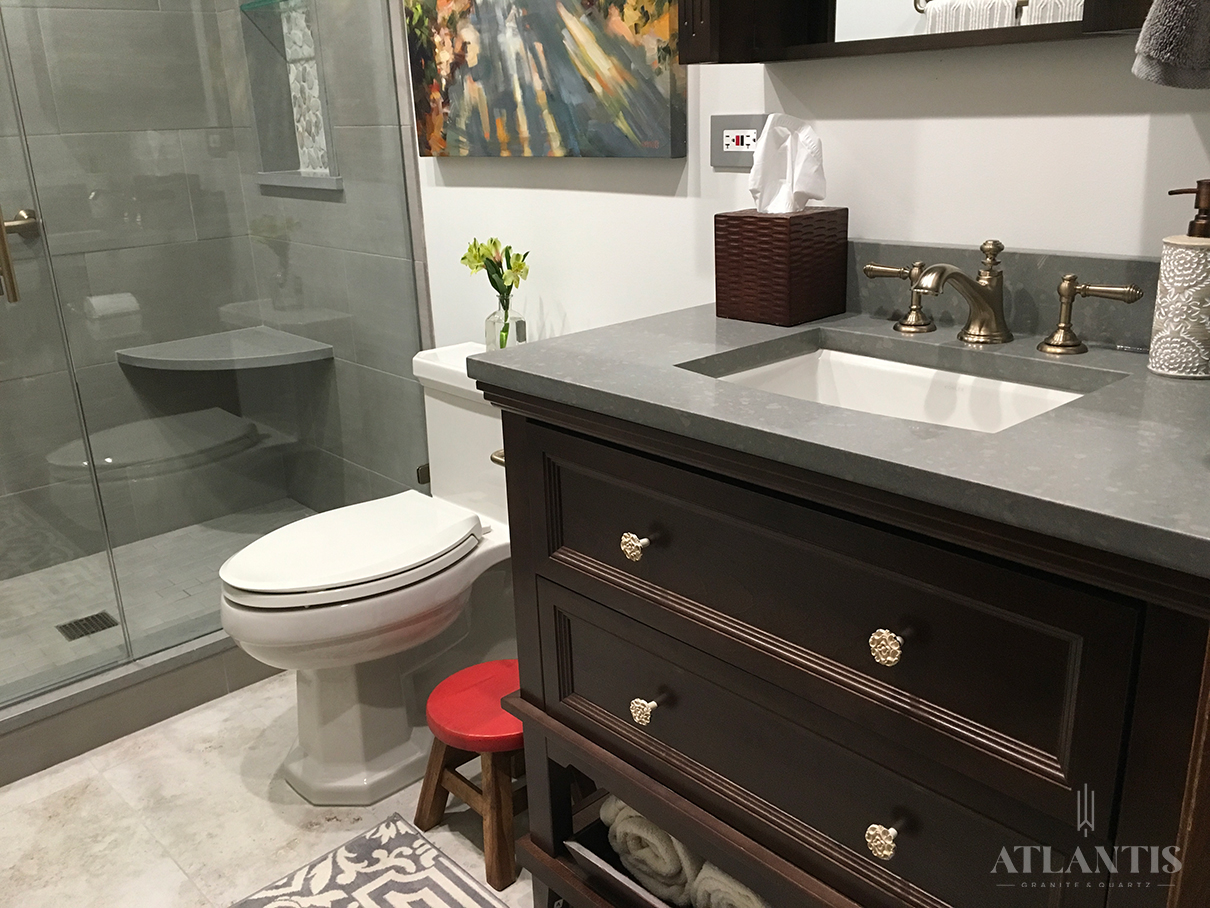 Daltile Stormy Sky Quartz Countertop in Glenview, IL bathroom remodel
