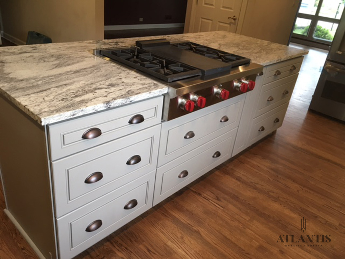 Daltile Thunder White Granite Countertop in Skokie, IL kitchen remodel