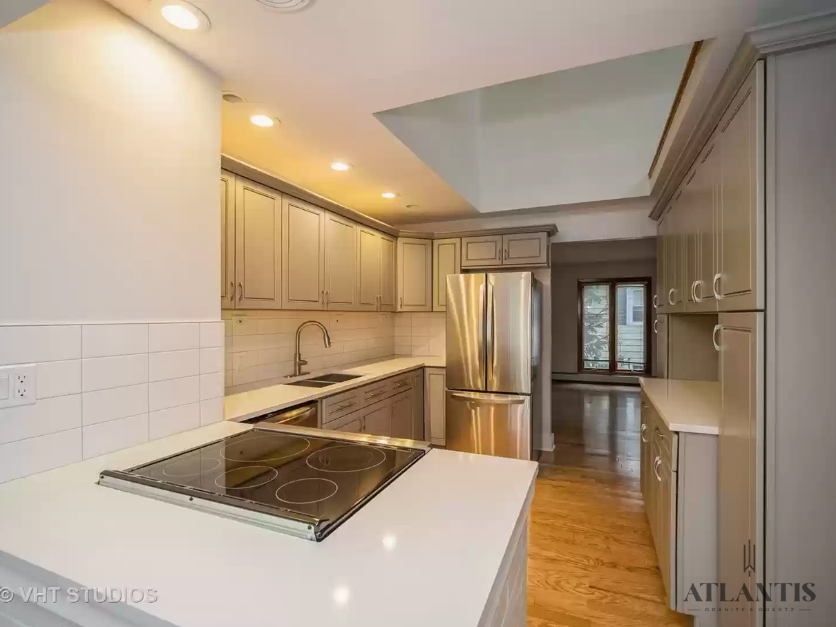 Daltile White Quartz Countertop in Glenview, IL kitchen remodel