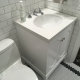 Daltile White Quartz Countertop hall bath in Chicago, IL bathroom remodel