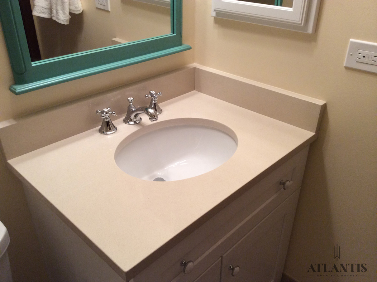 Regency White Maple Quartz Countertop in Libertyville, IL bathroom remodel