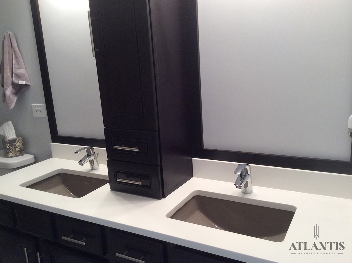 Regency White Quartz Countertop in Lake Zurich, IL bathroom remodel