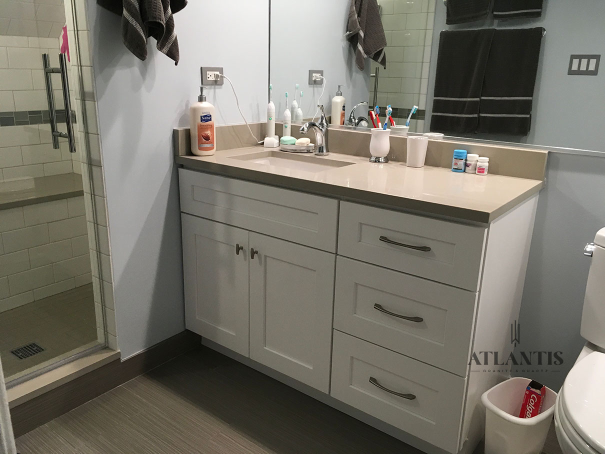 Daltile Evening Gray Quartz Countertop in Oak Park by Atlantis Granite & Quartz