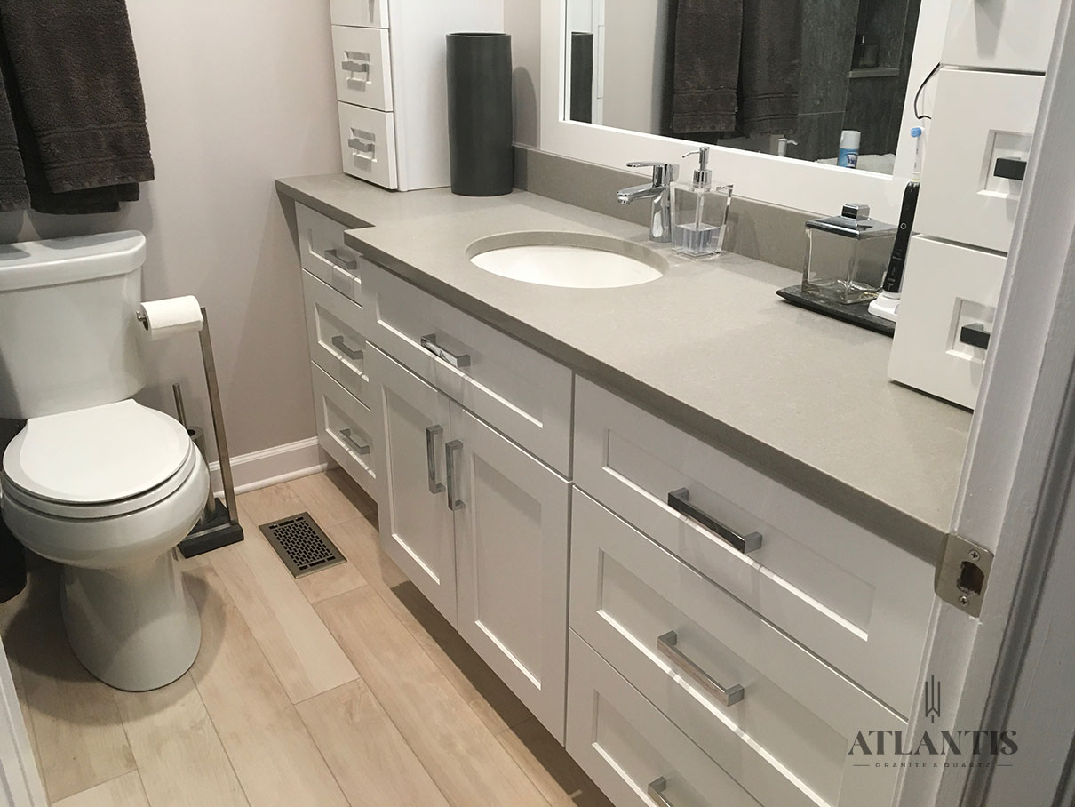 Daltile NQ51 Cabrini Grey Velvet Quartz Countertop in Prospect Heights by Atlantis Granite & Quartz