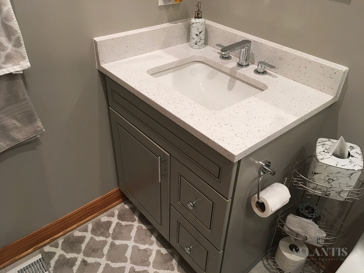 Daltile NQ91 Chipped Ice Quartz Countertop in Riverwoods by Atlantis Granite & Quartz