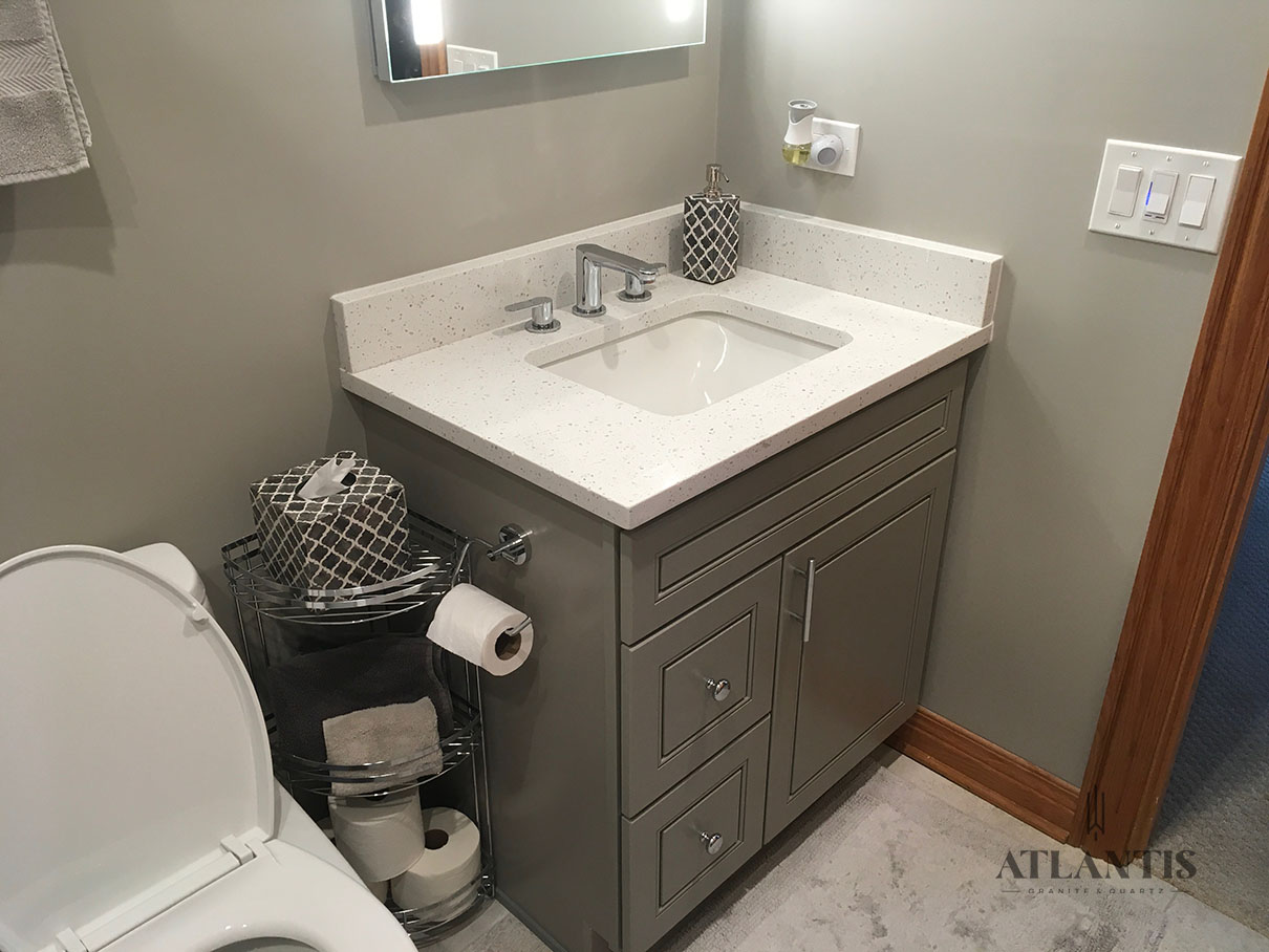 Daltile NQ91 Chipped Ice Quartz Countertop in Riverwoods by Atlantis Granite & Quartz