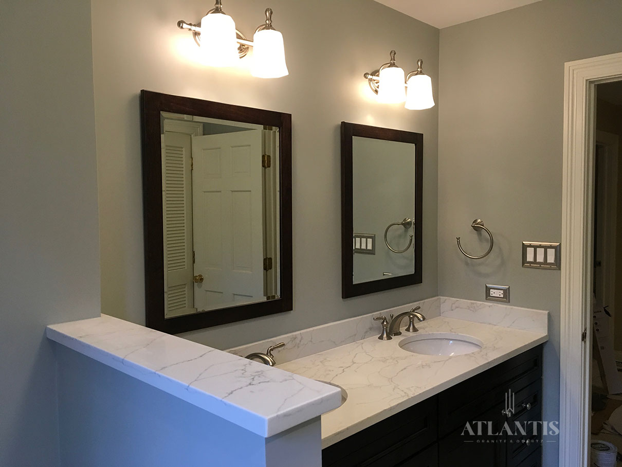 Daltile OQ01 Avenue White Quartz Countertop by Atlantis Granite & Quartz
