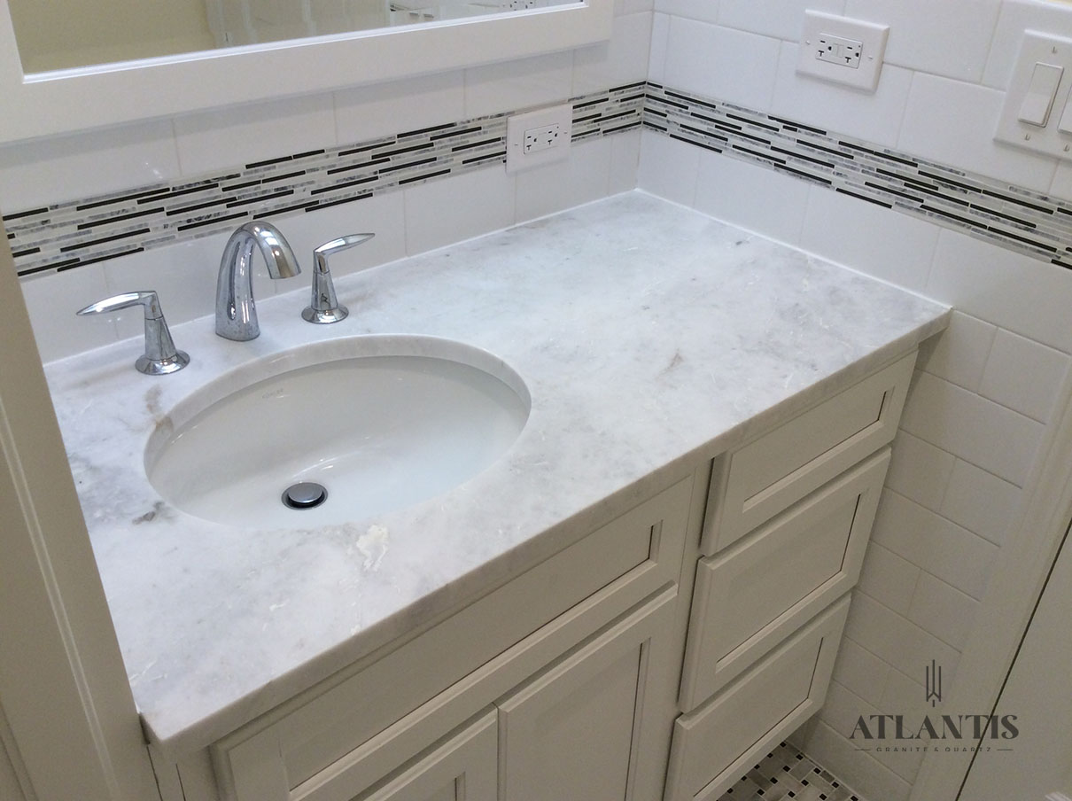 Regency Carrera White Quartz Countertop in Palatine by Atlantis Granite & Quartz